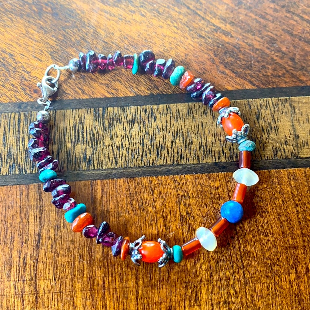 Genuine Stone Sterling Silver Bracelet
